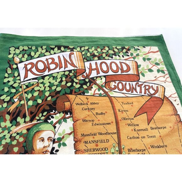 Vintage 60s Robin Hood Country linen tea towel, designed by Clive Mayor - Picture 5 of 10
